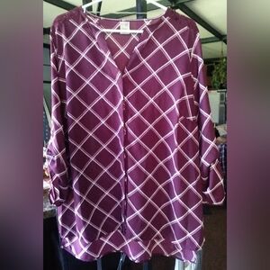 Terra & Sky Purple Plaid Blouse